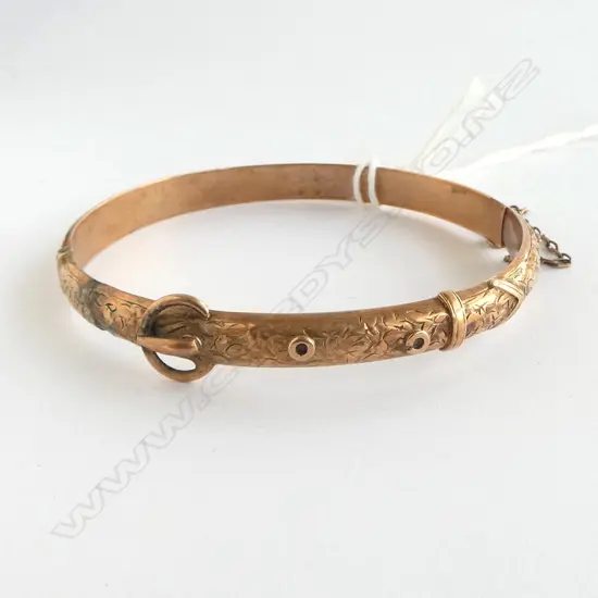 VICTORIAN ROSE GOLD HOLLOW BRACELET, HINGED OPENING, some damage around clasp, 7.9gm
