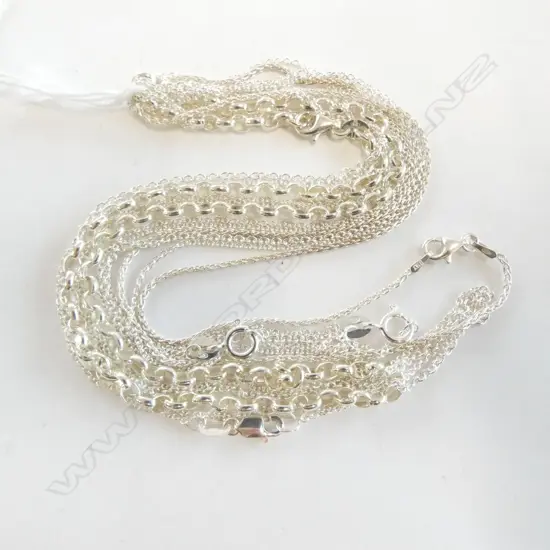 6 SIVER CHAINS, various types, new