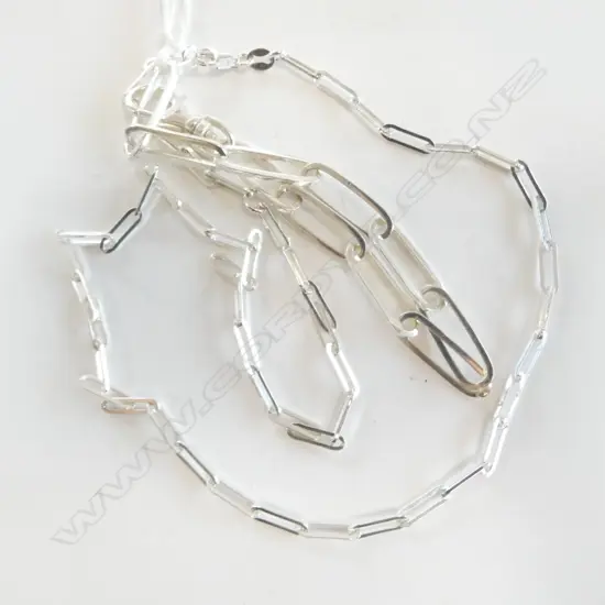 SILVER PAPER CLIP STYLE NECKLACE & BRACELET, new