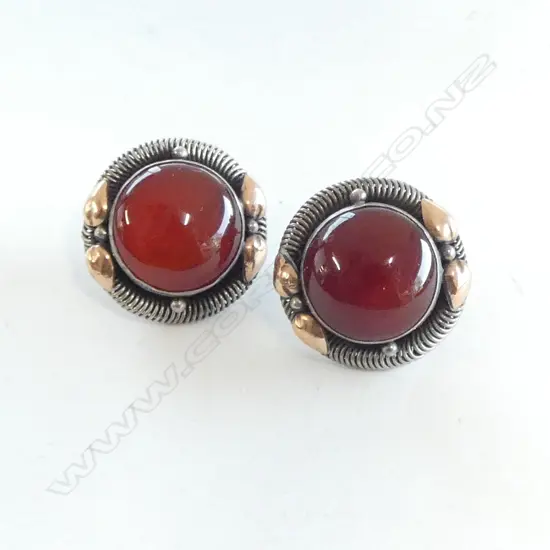 PR 925 CARNELIAN EARRINGS 20mm dia, 7.1gms