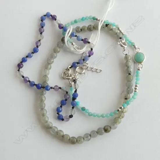 THREE STONE BRACELETS w. STG SILVER CLASPS 