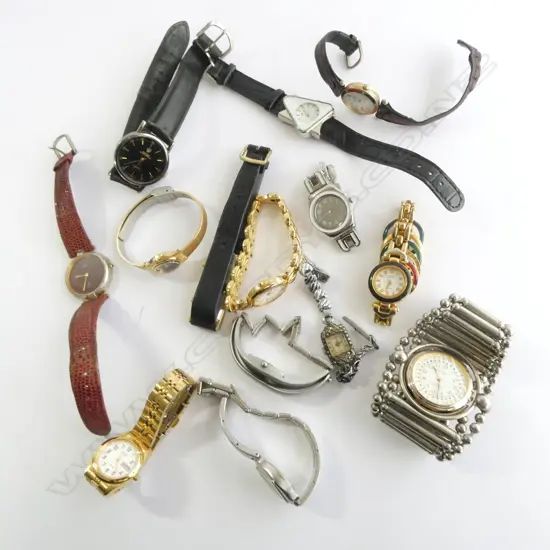 14 DESIGNER FASHION WRIST WATCHES, 2 STG