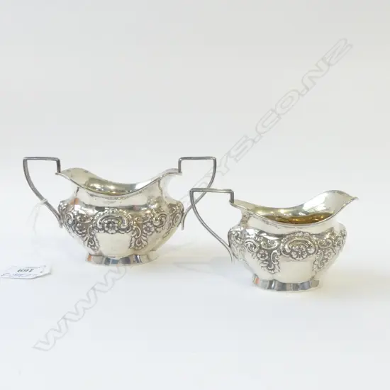 SILVER SUGAR BOWL & MILK JUG, BIRM.1910 , 192gm