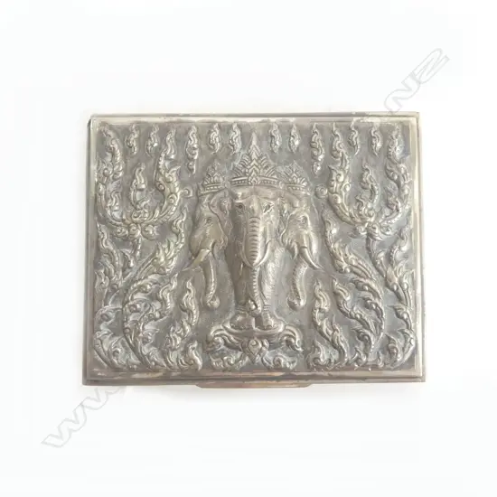 SIAM STERLING SILVER BOX, WOOD LINED 140x110x40mm 281grms