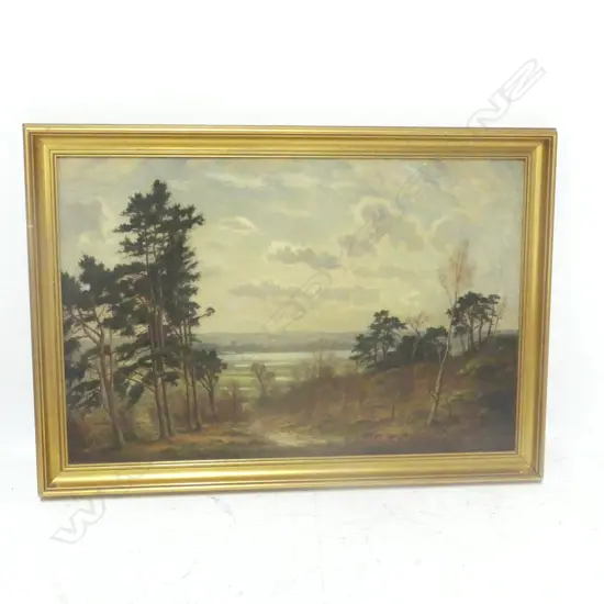 HARRIS, EDWIN (19thC) - OVERLOOKING INLET FROM FOREST, OIL, SIGNED, 500 x 750mm
