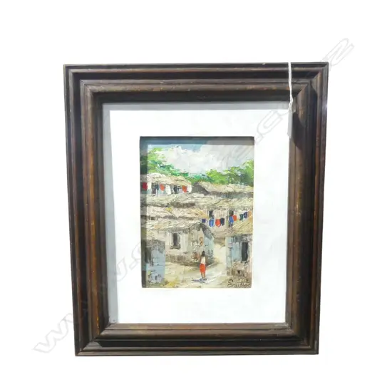 POOR SIDE OF TOWN, FRAMED OIL PAINTING ON STRETCHED CANVAS, SIGNED SAULTOS 81 - 140 X 190MM