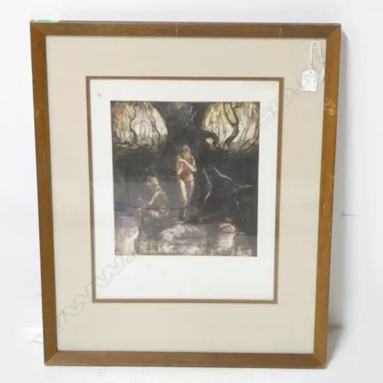 UNKNOWN ARTIST, "RIVER NYMPHS" ETCHING, SIGNED 1984, 260 x 240mm