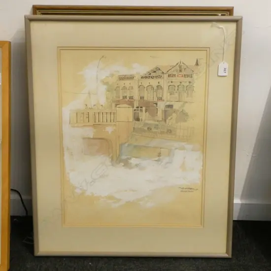FRAMED PENCIL & GAUCHE SHINGET ROAD SIGNED INDISTINCTLY H500 L380MM