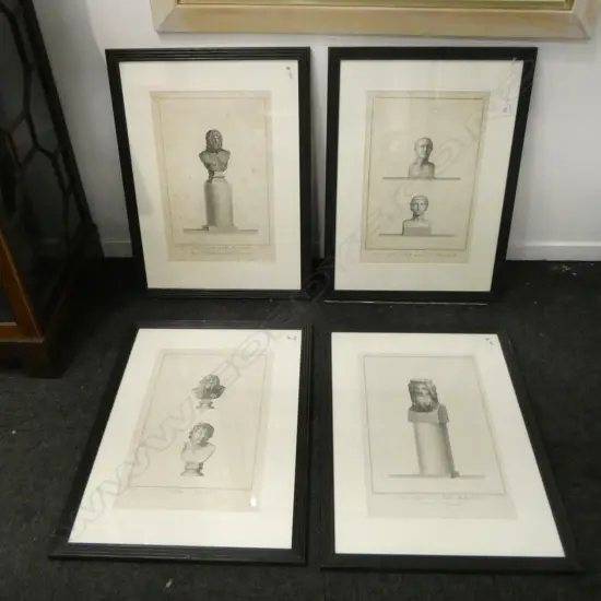4 FRAMED ITALIAN BOOK PLATES? OF CLASSICAL BUSTS 500x330mm