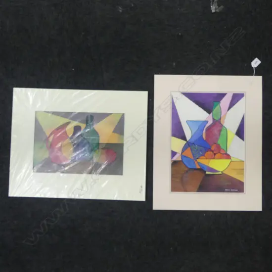 2 UNFRAMED MIXED MEDIA STILLIFES SIGNED KEITH CORNER H360 W270MM