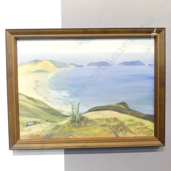 FRAMED OIL ON BOARD CAPE MARIA VAN DEMON SIGNED E FINDLAYSON H550 W760MM