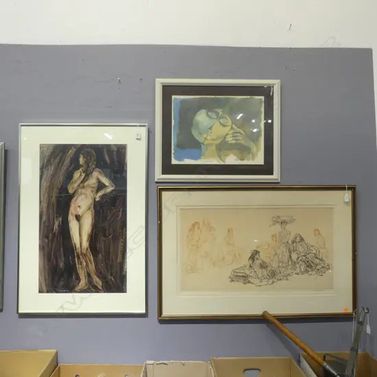 3 FRAMED PRINTS; ABSTRACT PORTRAIT, NUDE & OTHER, 680x400mm