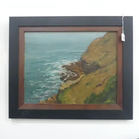  FRAMED OIL ON BOARD  COASTAL SCENE SIGNED W WALTER 345X445