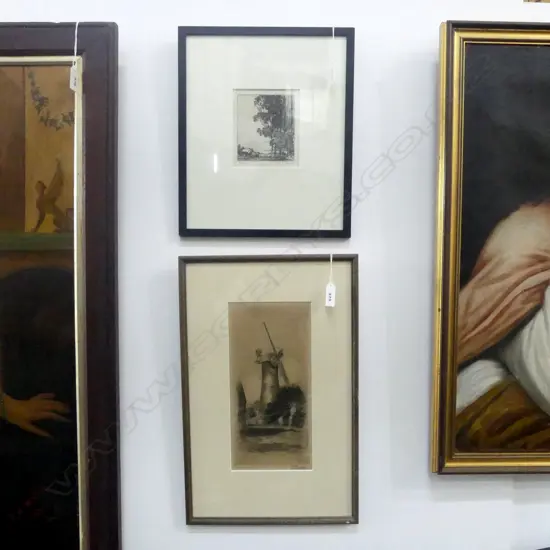 'OLD MILL, AUCKLAND' ETCHING OF PARTINGTON MILL 260x120mm + 'TAUPO' ETCHING 120x100mm