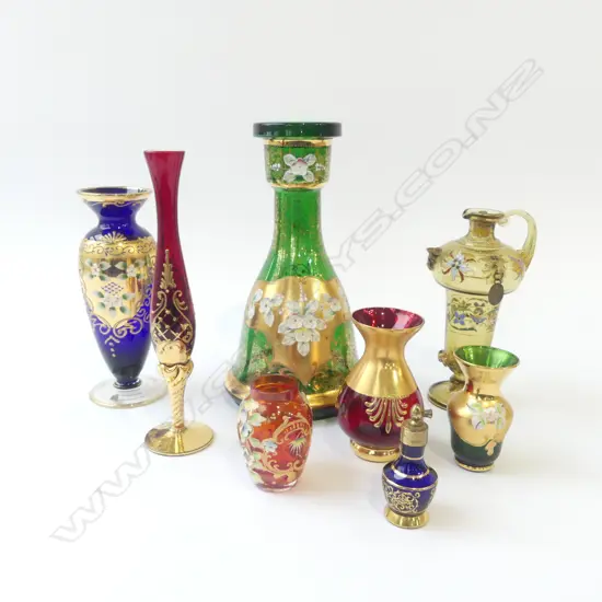 8 PCES. VENETIAN/BOHEMIAN GLASS