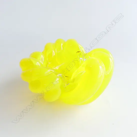 FLURO ART GLASS BOWL  SIGNED 2413-1 R IVATA DIA140MM