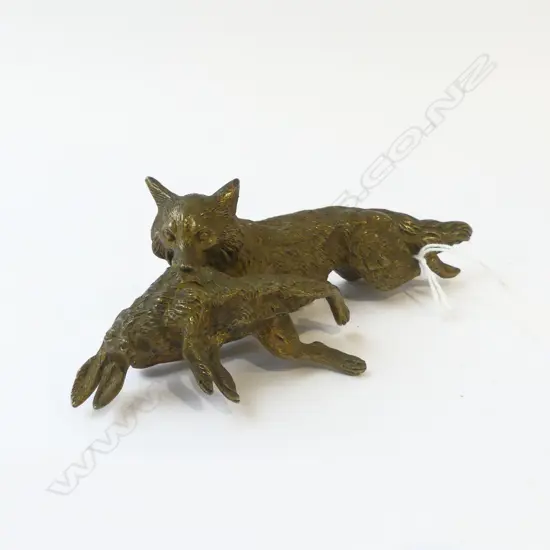 19thC GILT BRONZE FOX WITH HARE L.165mm