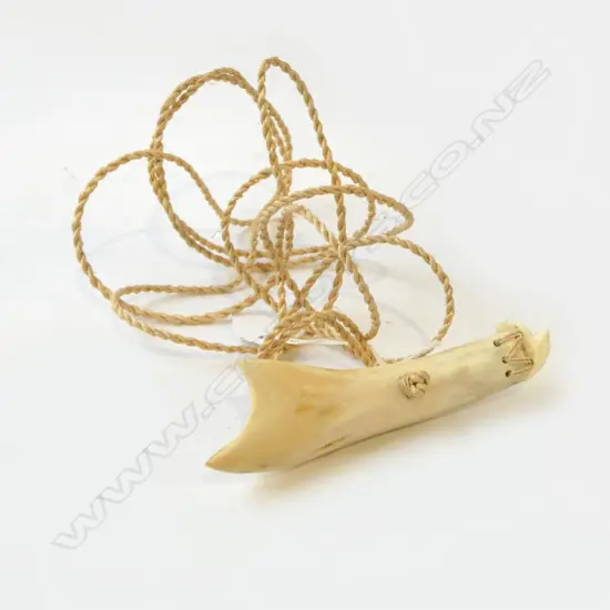 NIHOOKI SHARK TOOTH ON BONE HANDLE L.140mm & WOVEN CORD