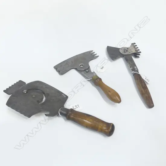 (1946/1325/2158) TWO VINTAGE TENDERIZERS w. ICE SHAVER, LARGEST L.300mm