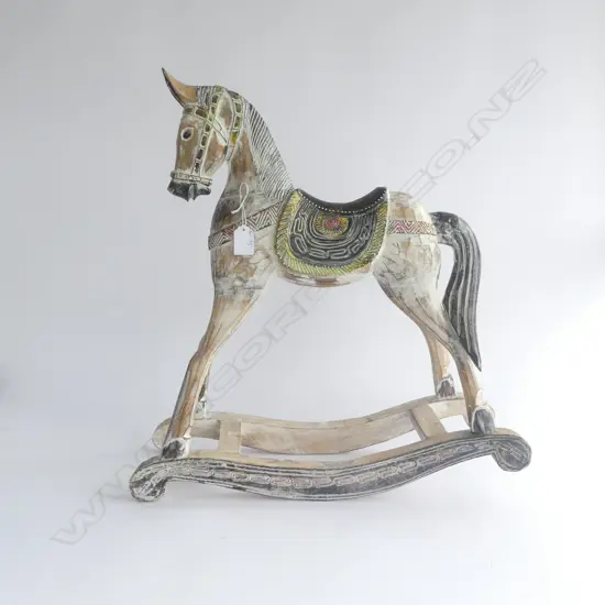 CARVED & PAINTED MODEL WOODEN ROCKING HORSE H.545mm