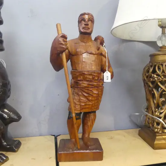 A CARVED WOODEN FIGURE H.470mm