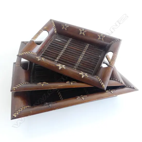 3 BAMBOO TRAYS 375x300mm