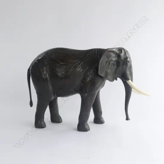LARGE BRASS or BRONZE ELEPHANT with ivory tusks L.360mm. H.250mm
