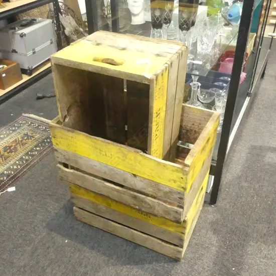 3 VINTAGE WOODEN FRUITCRATES 500x325x260mm