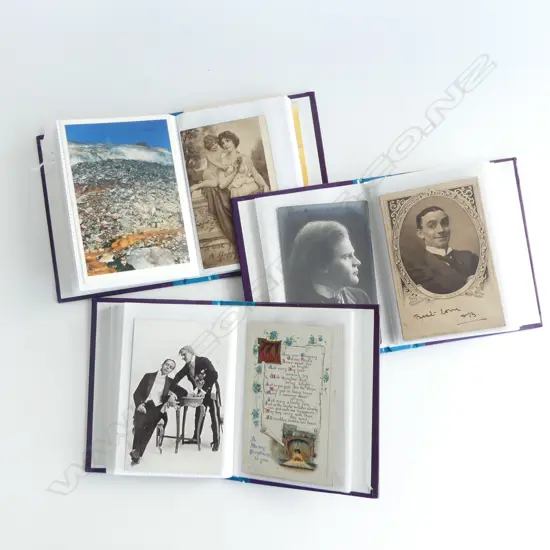 3 SMALL ALBUMS VINTAGE POSTCARDS 
