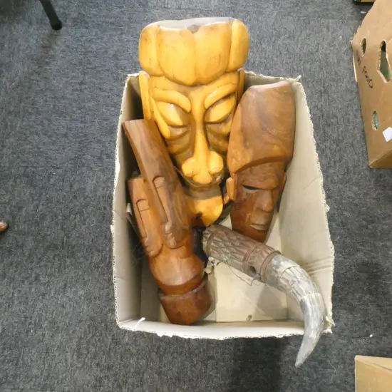 4 ASST. CARVED WOODEN TRIBAL