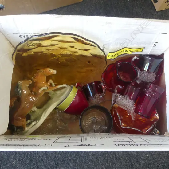 ASST. RUBY GLASS, GLASS, CHINA etc