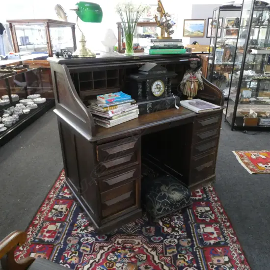 OAK ROLL TOP CUTLER DESK 1240x770x1180mm