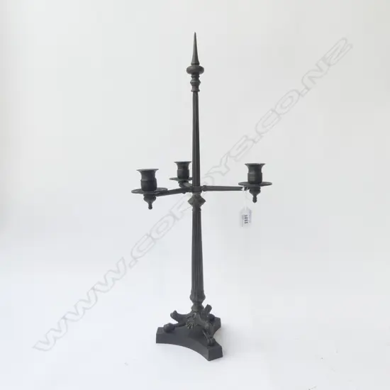 CAST METAL THREE BRANCH CANDELABRA H.570mm