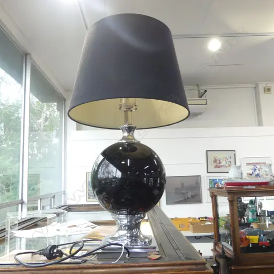 CHROME AND GLASS TABLE LAMP