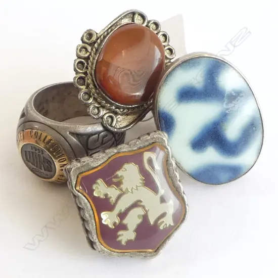 4 ASST. METAL & SILVER RINGS including stone settings