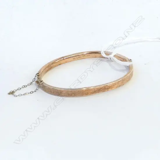 EARLY 20thC SILVER/9CT ROSE GOLD LINED  HINGED BANGLE 8.7GMS
