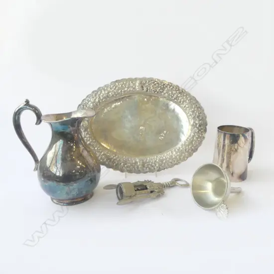 WINE FUNNEL BOTTLE OPENER 2 PCS EP ON POSSIBLY THAI SILVER TRAY