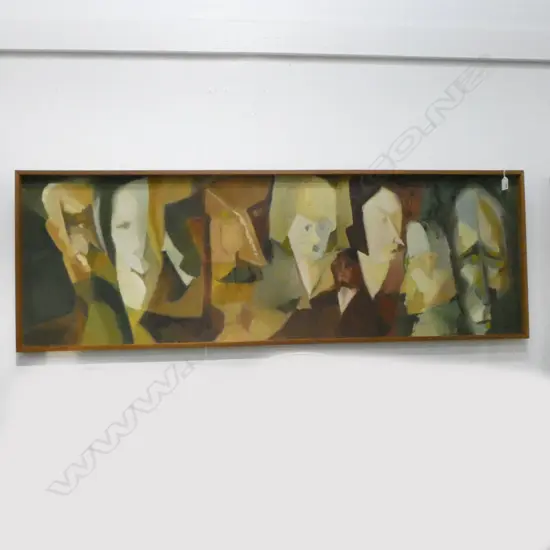 IRIS CAWKER, COMMITTEE, OIL ON BOARD, 445x1360mm