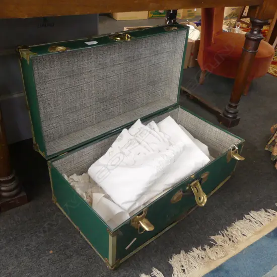 TIN TRUNK OF VINTAGE LINEN