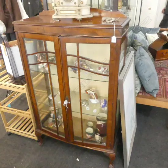 MAHOGANY GLAZED DISPLAY CABINET + 2 KEYS 750X310X1280MM