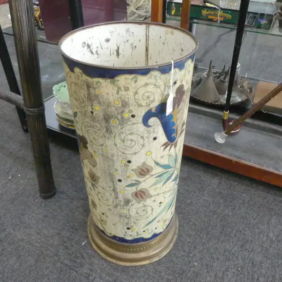 BRASS UMBRELLA STAND w. FLORAL MOTIF H.550mm