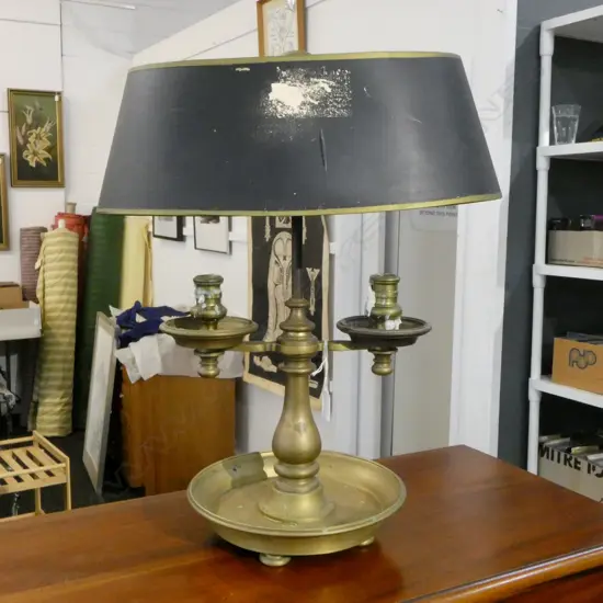 BRASS 2 BRACH CANDLEABRA w. SHADE H.520mm