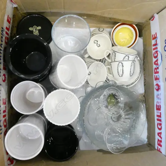 BOX OF MODERN CHINA & GLASSWARE
