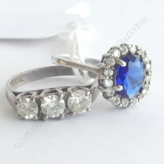 2 STERLING SILVER CZ DRESS RINGS SIZE N