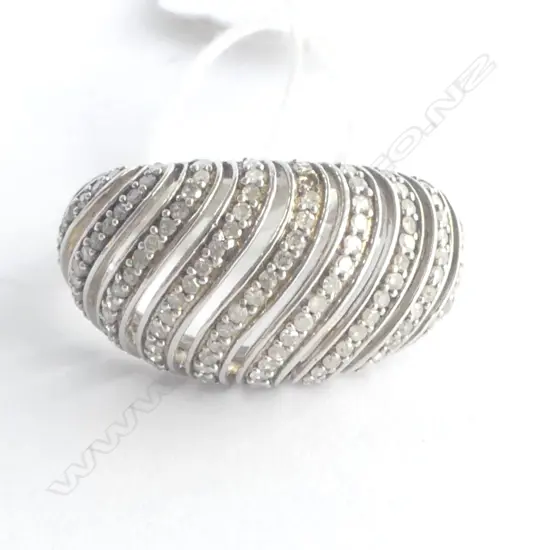 S/SILVER & DIAMOND DRESS RING SIZE N