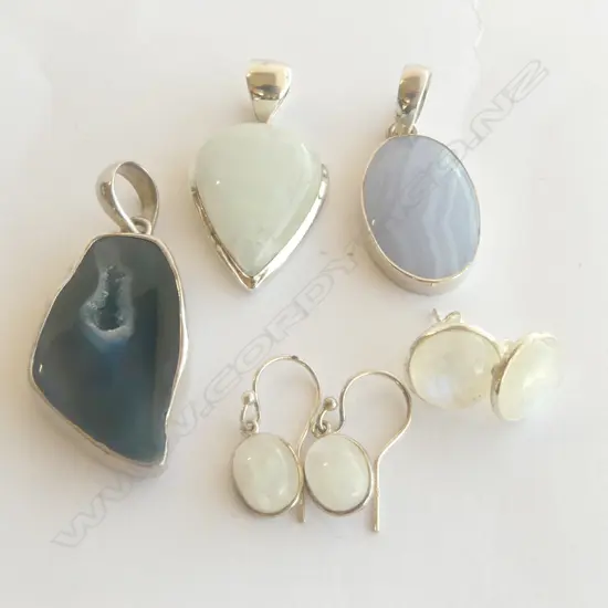 3 SILVER SET PENDANTS & 2 PRS SILVER/LABRATITE EARRINGS, NEW