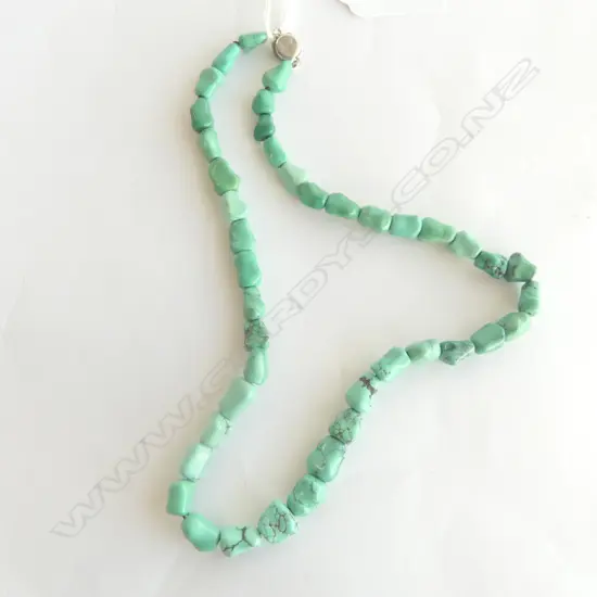 VINTAGE TURQUOISE NECKLACE WITH STG CLASP, L.430mm