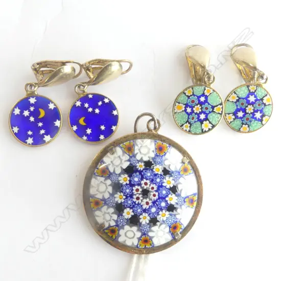 MILLE FIORE PENDANT & EARRINGS SET