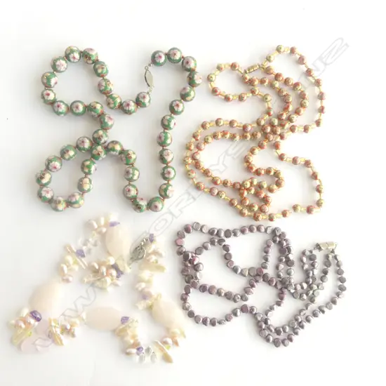 2 STRANDS FRESHWATER PEARLS CLOSONE BEAD NECKLACE & ANOTHER BEAD STRAND