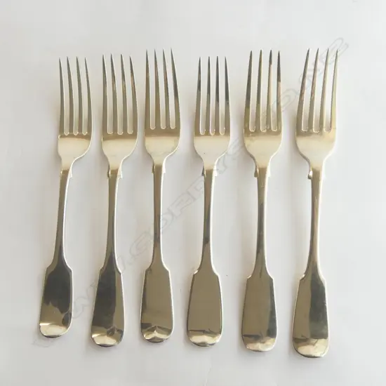 5 GEO & 1 VICT S/SILVER TABLE FORKS 439GMS 
